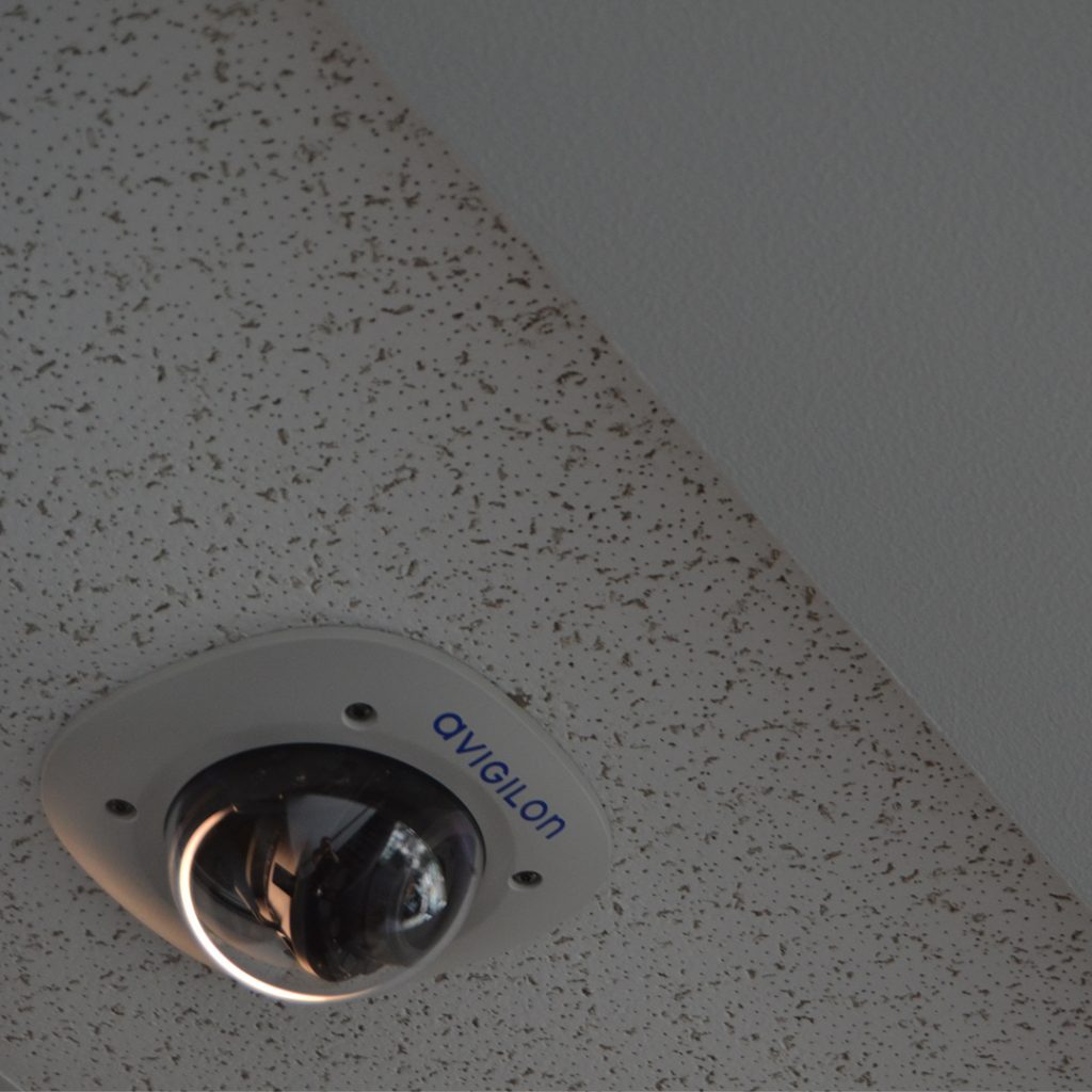 Security camera installed in the ceiling